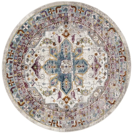Safavieh Aria Power Loom Woven Round Rugs; Cream & Multi Color - 6 ft.-5 in. x 6 ft.-5 in. ARA160C-6R